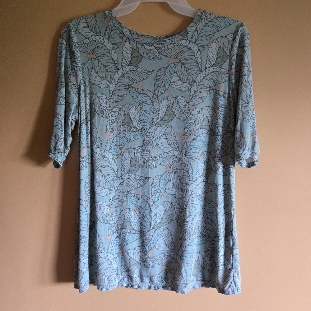 Nine West Leaf Print Top PTP=17"